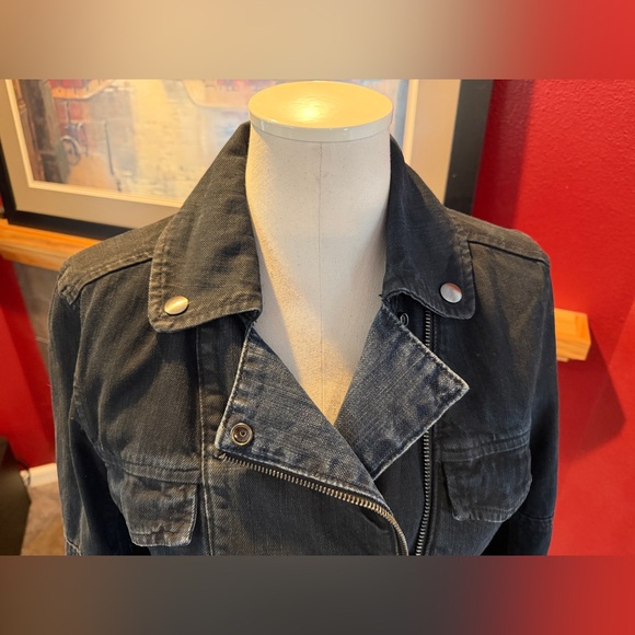Calvin Klein Jeans Dark Blue Jean Moto Jacket - Picture 4 of 13